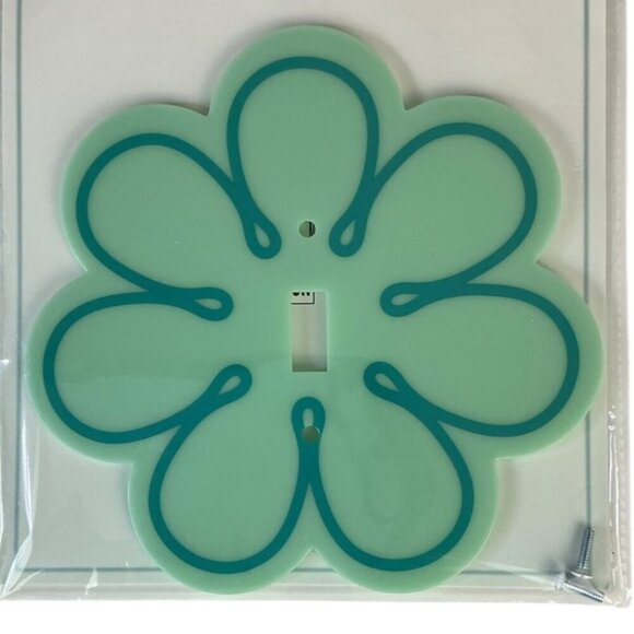 Flower Decorative Wall Switch Plate Cover Novelty Faceplate Green Teal 6.5 in - Picture 7 of 15